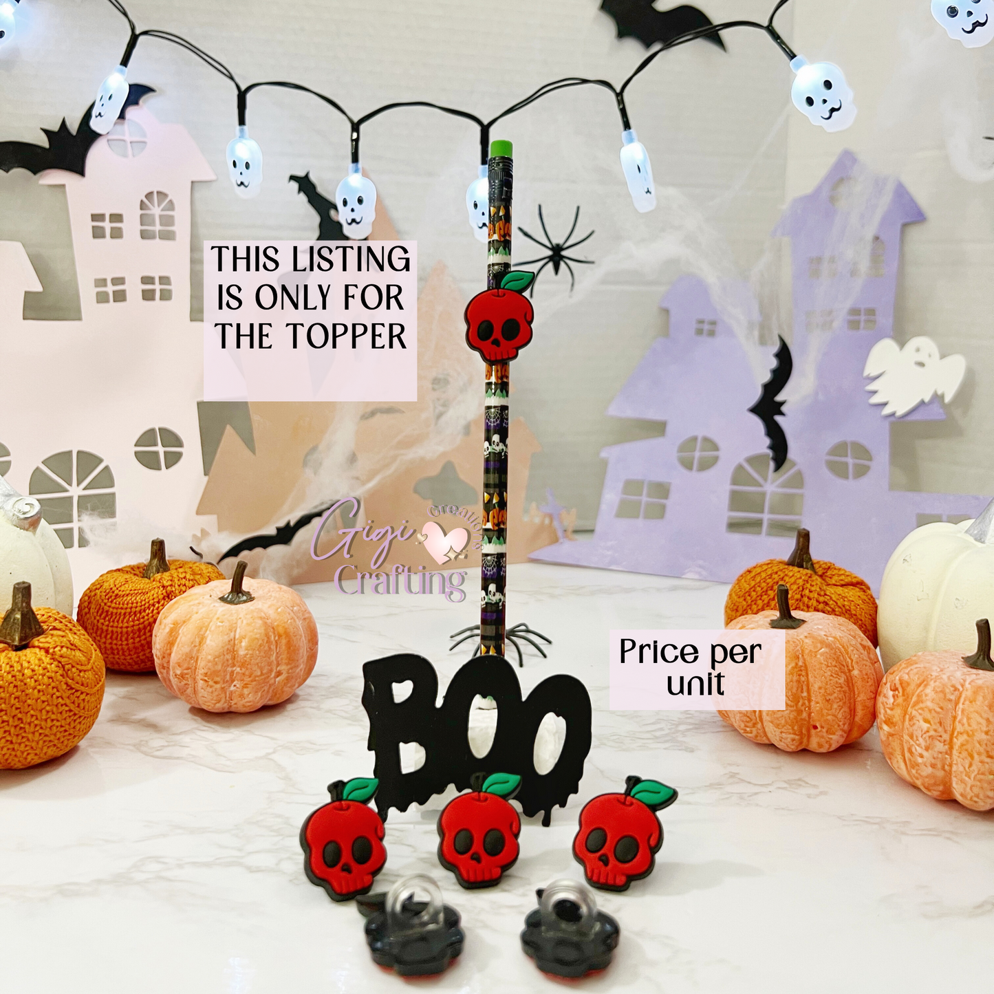 Red Skull Straw Toppers Charm
