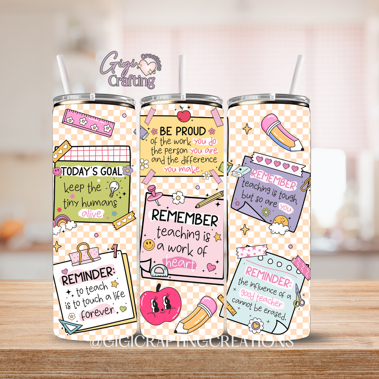 Retro Teacher Affirmations - 20oz Skinny Tumbler