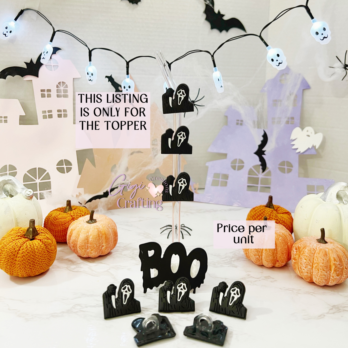 Scary Death Horror Movie Straw Toppers Charm