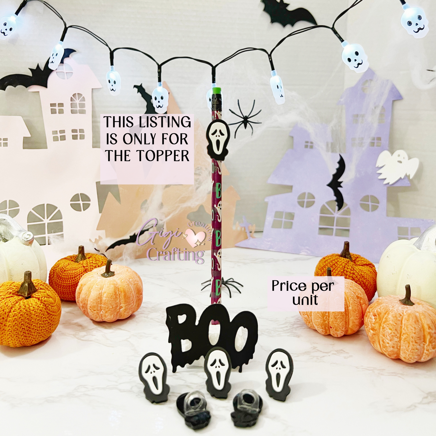 Scary Horror Face Straw Toppers Charm