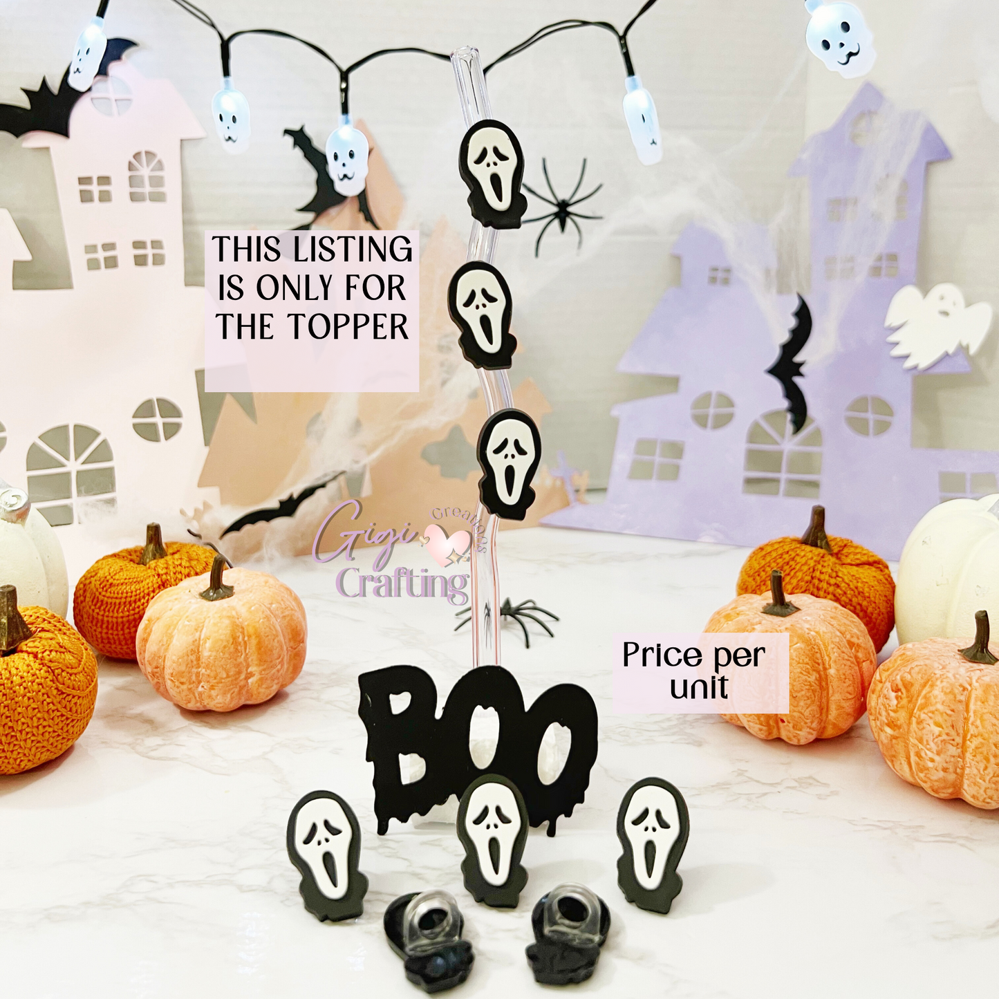 Scary Horror Face Straw Toppers Charm