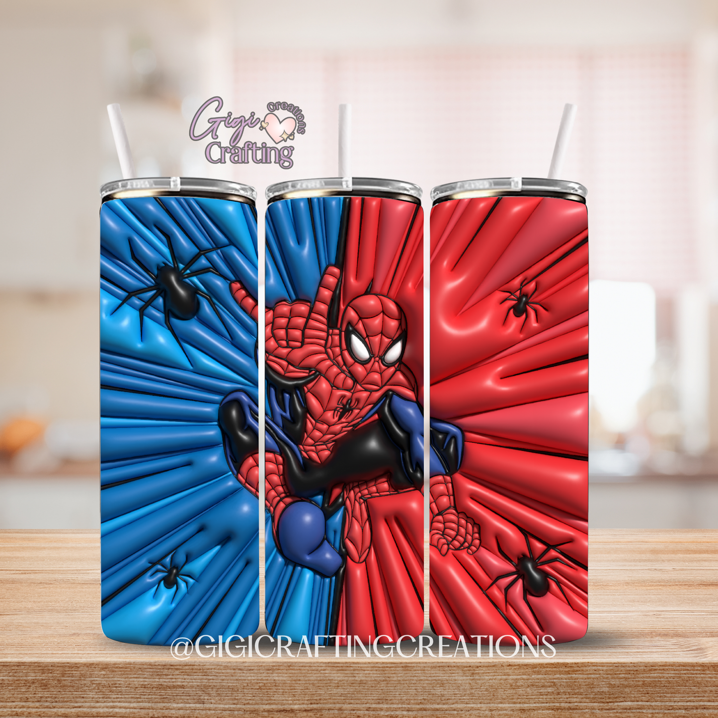 Blue & Red Spider Hero Cartoon - 20oz Skinny Tumbler