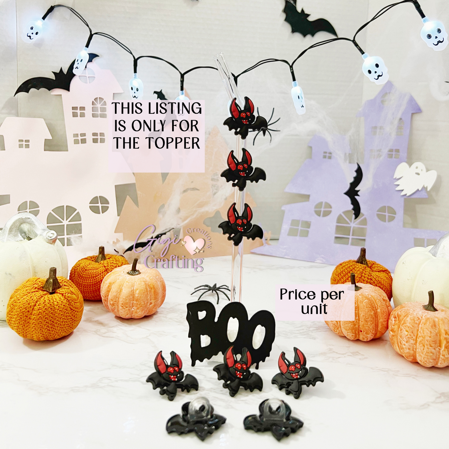 Black Costume Straw Toppers Charm