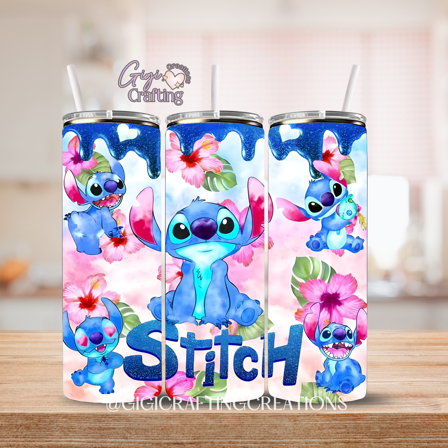 Cute Blue Alien Floral - 20oz Skinny Tumbler