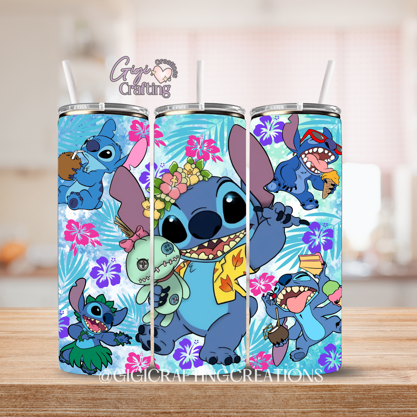 Cute Blue Alien Hawaii Summer - 20oz Skinny Tumbler
