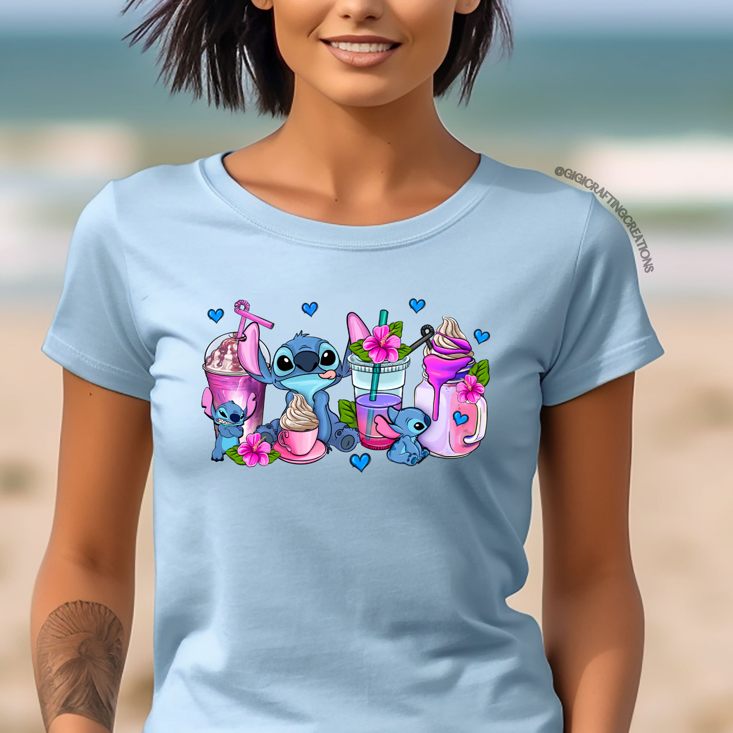 Iced Coffee Summer Blue Character Relaxed Unisex Tee