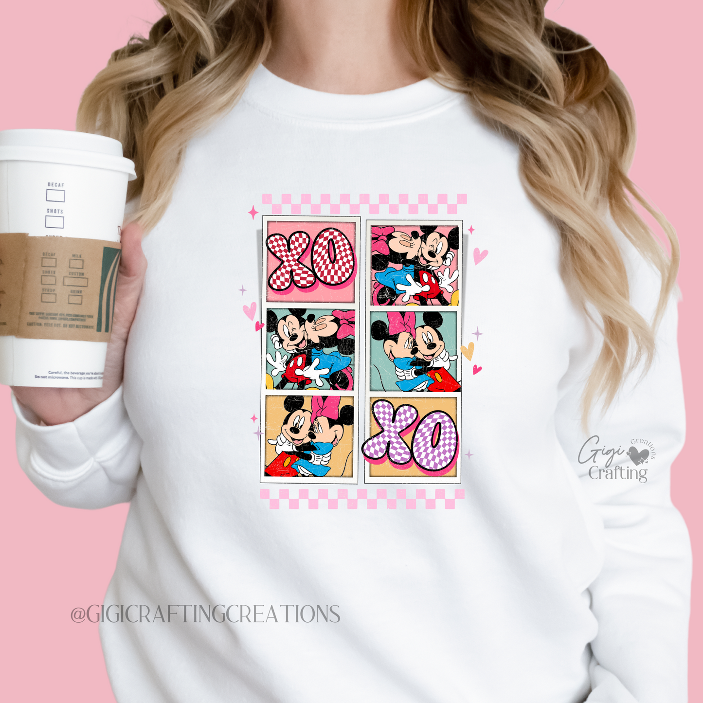 Xoxo Checkered Mouse Valentine Crewneck