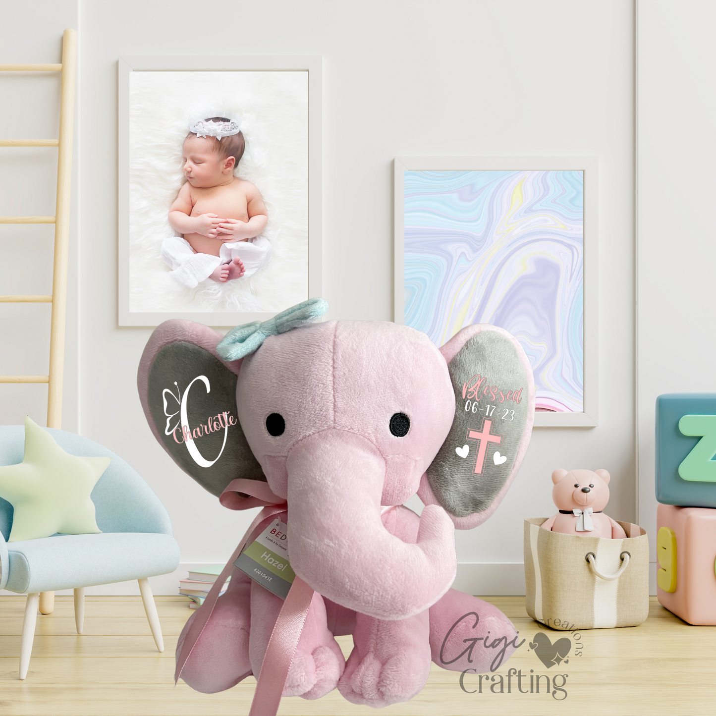 Baptist Christening Girl Gift Elephant