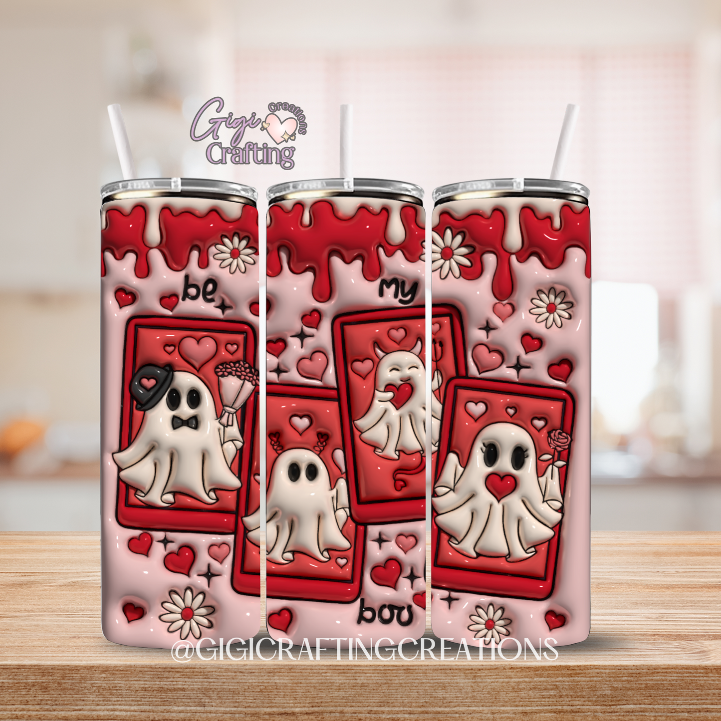 Be My Boo Cards 20oz 3D Inflated Stainless Steel Tumbler