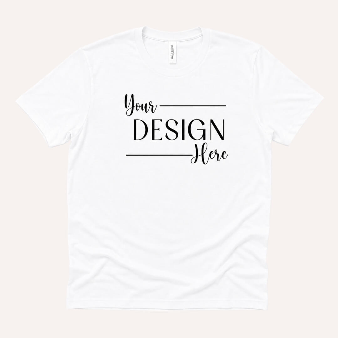 Bella + Canvas Jersey T-Shirt Unisex in White flat lay mockup
