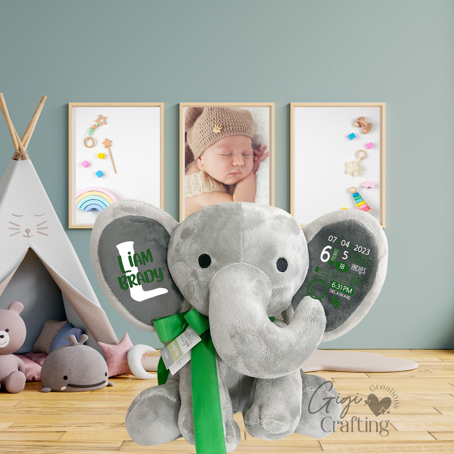 Birth Stat Elephant Boy Gift Elephant