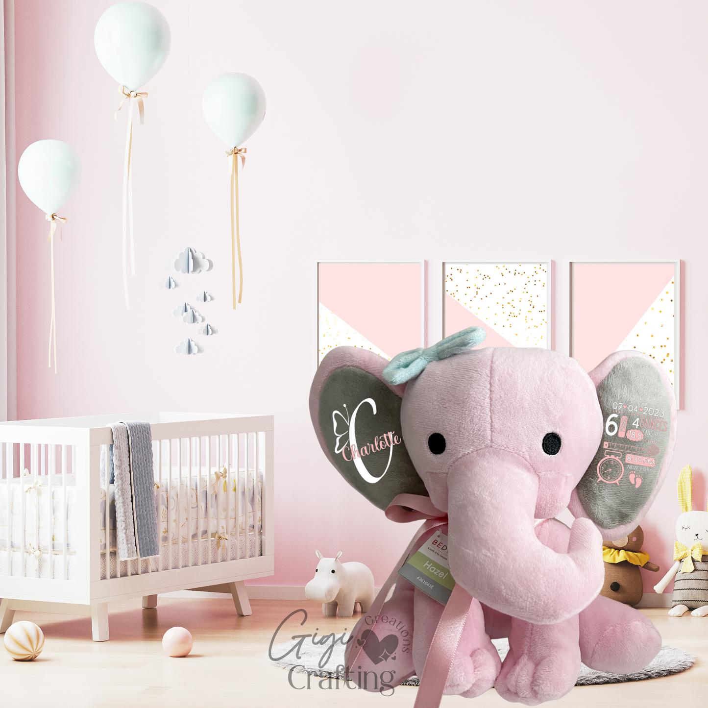 Birth Stat Elephant Girl Gift Elephant