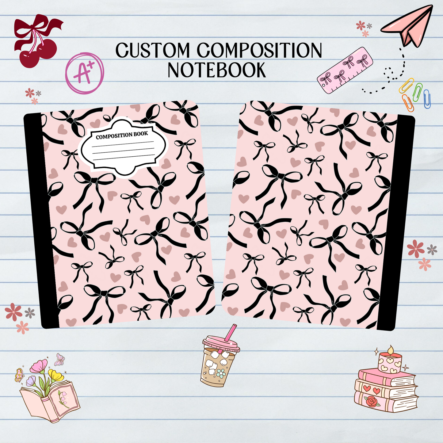 Black Coquette Bow - Composition Notebook