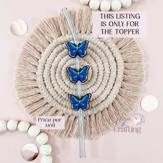 Blue Butterfly Straw Toppers Charms