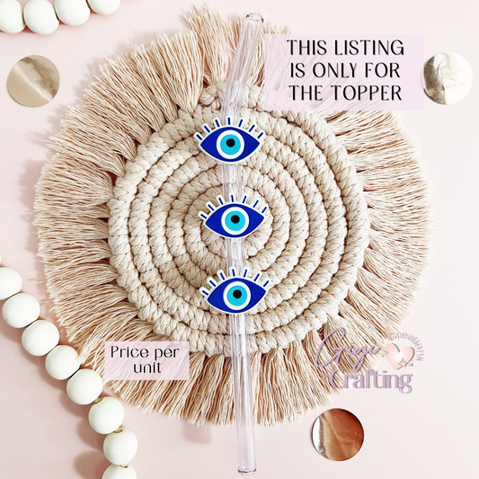 Evil Eye Blue Straw Toppers Charm