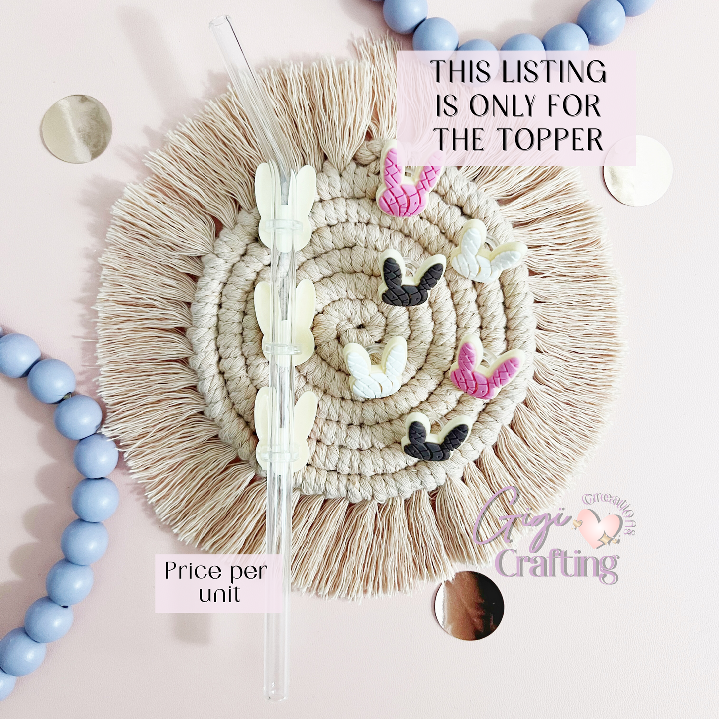 Bunny Concha Straw Toppers Charm