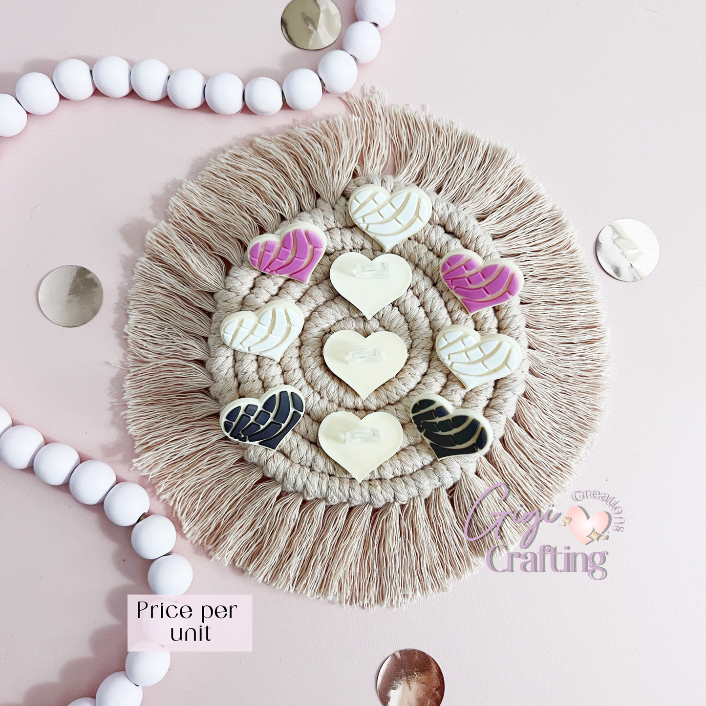 Hearts Concha Straw Toppers Charm