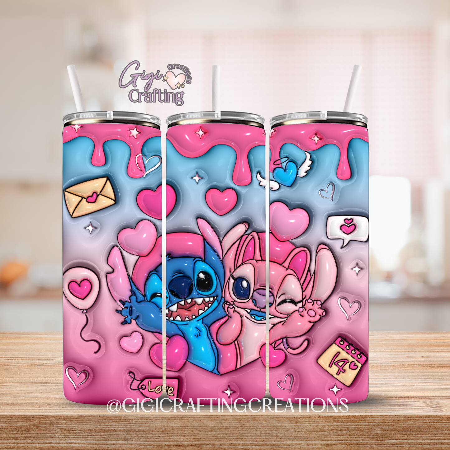 Cute Cartoon 14 February 20oz 3D Inflated Stainless Steel Tumbler