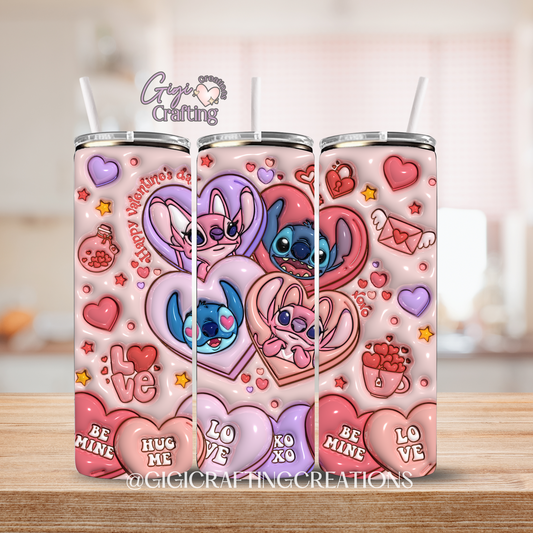 Cute Cartoon Hearts 20oz 3D Inflated Stainless Steel Tumbler