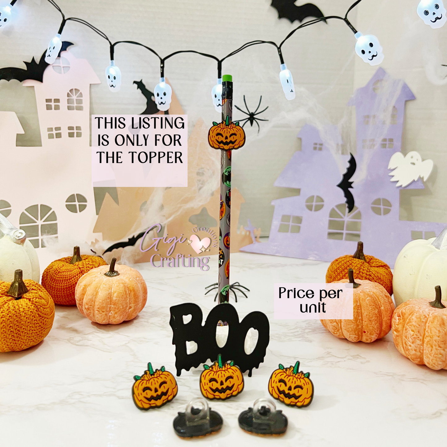 Cute Pumpkin Smiling Straw Toppers Charm