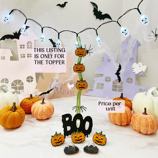 Cute Pumpkin Smiling Straw Toppers Charm