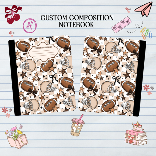 Football Ball Coquette Helmet - Composition Notebook