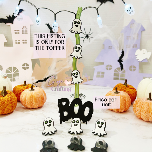 Ghost Green Eyes Straw Toppers Charm