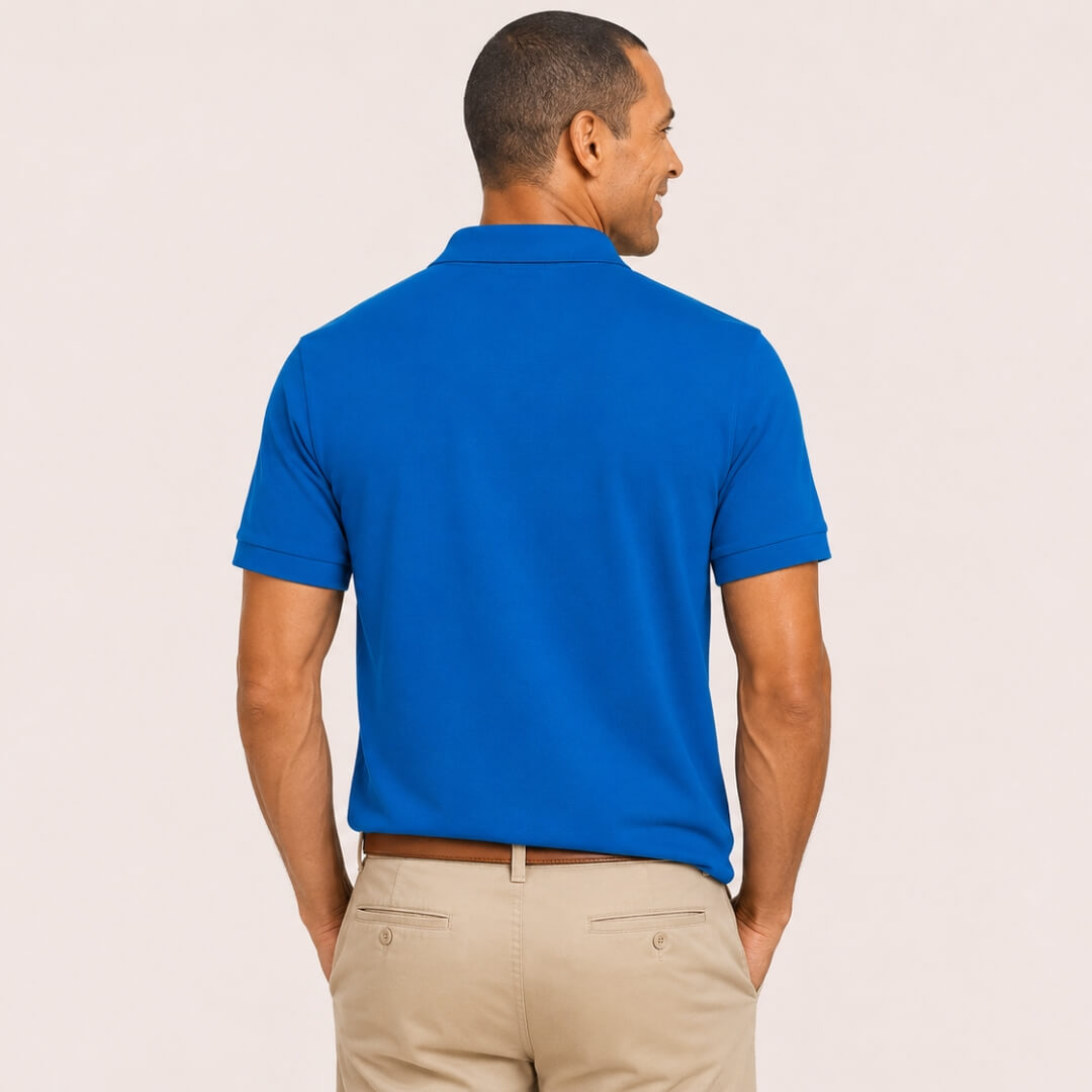 Back view of Gildan DryBlend 50/50 Jersey Polo in Sapphire