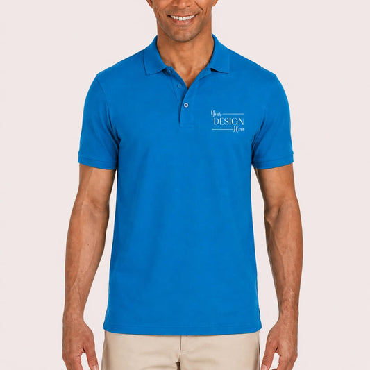 Gildan DryBlend 50/50 Jersey Polo in Sapphire front mockup