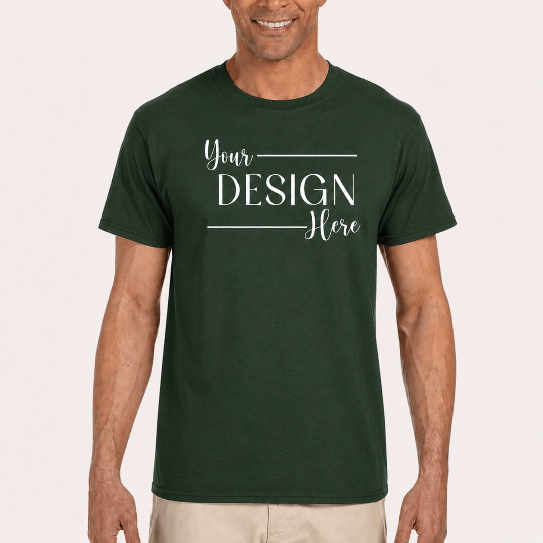 Gildan Heavy Cotton T-Shirt in Forest Green front mockup
