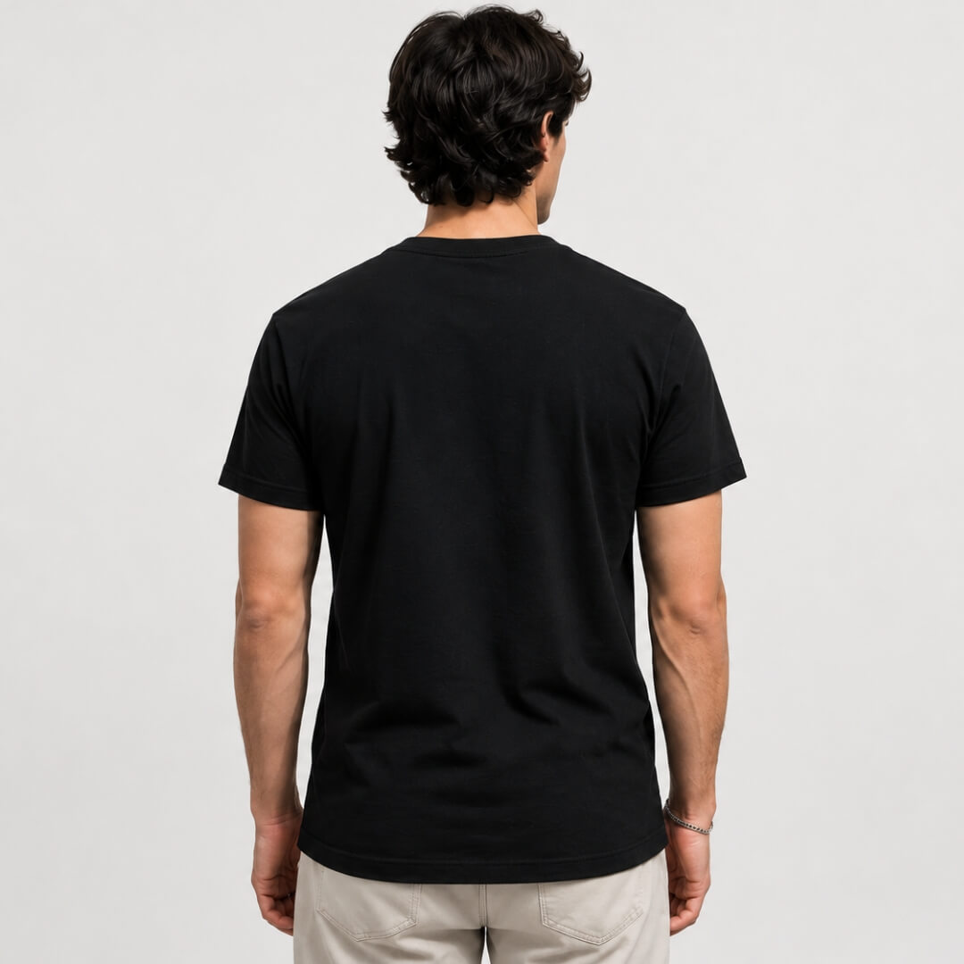 Back view of black Gildan Softstyle custom t-shirt