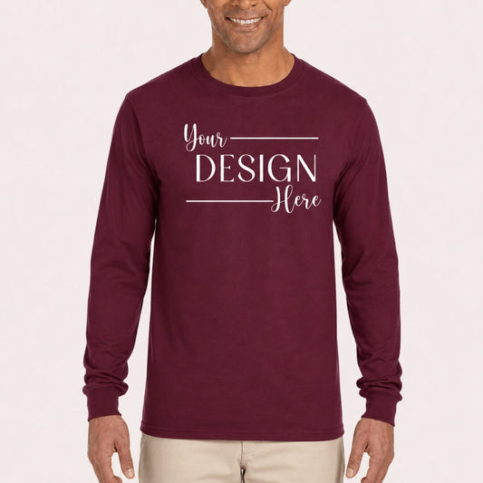 Gildan Ultra Cotton Long-Sleeve T-Shirt in Maroon front mockup
