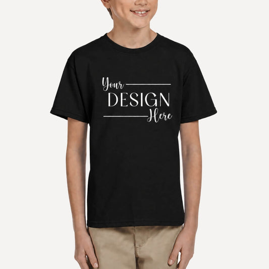 Gildan Youth Heavy Cotton T-Shirt in Black front mockup