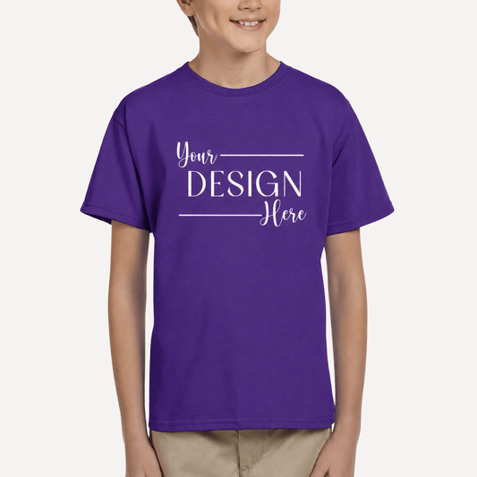 Gildan Youth Ultra Cotton T-Shirt in Purple front mockup