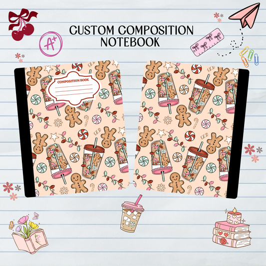 Gingerbread Coffee Candy Cane - Composition Notebook