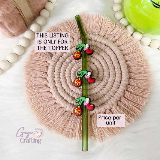 Grinch Hand Straw Toppers Charm