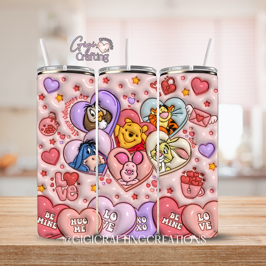 Hunny Friends Hearts 20oz 3D Inflated Stainless Steel Tumbler