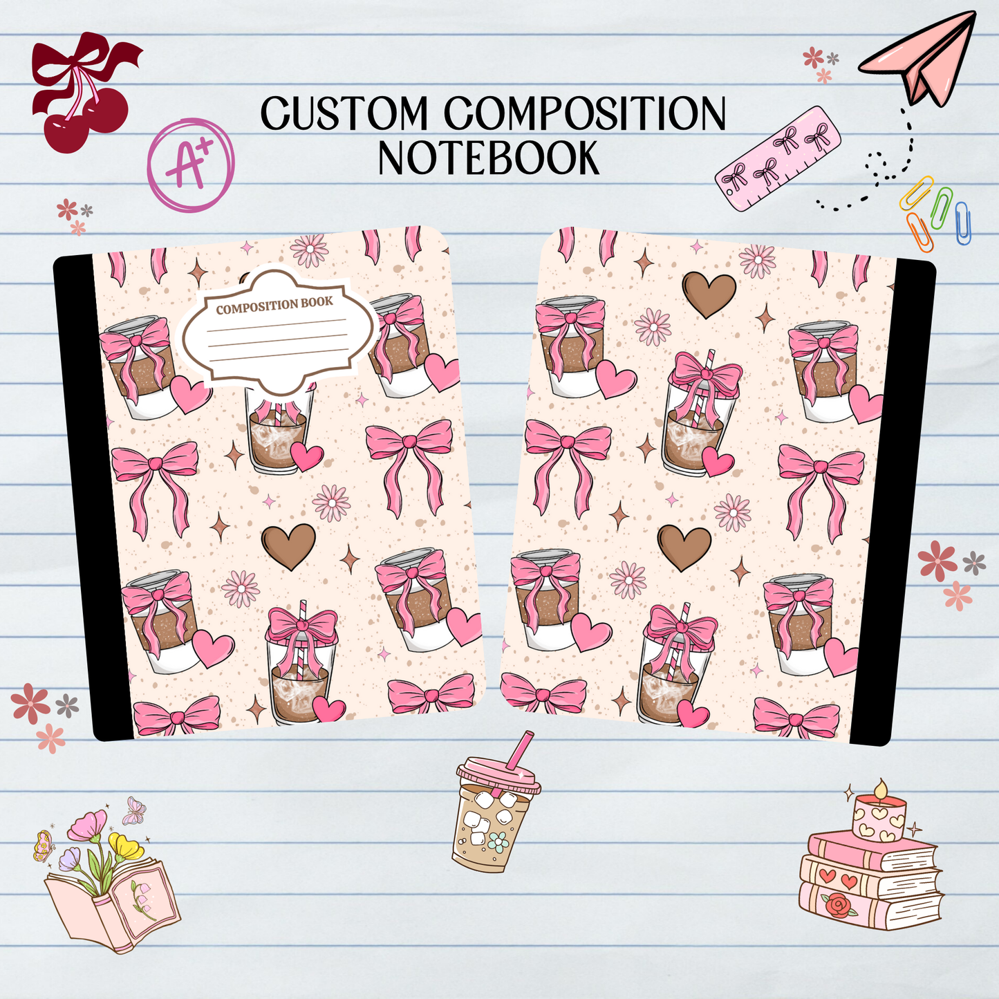 Iced Coffee Coquette - Composition Notebook