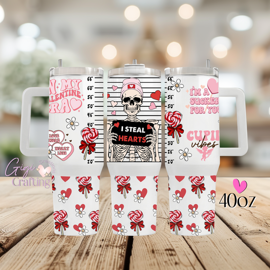 In my Valentine Era Skeleton - 40oz Tumbler