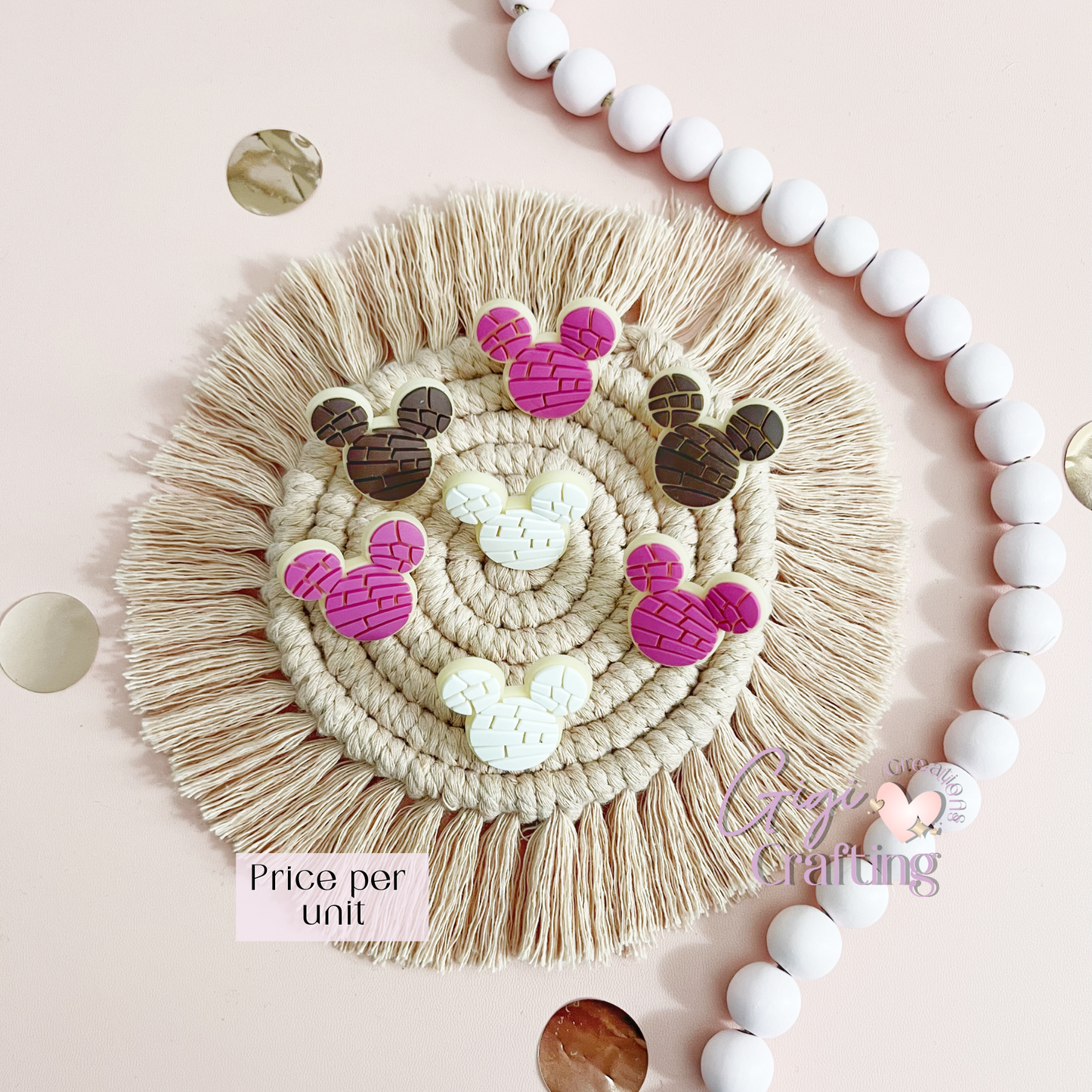 Mouse Concha Straw Toppers Charm