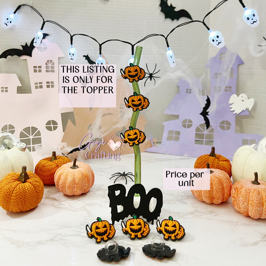 Pumpkin Scary Knife Straw Toppers Charm