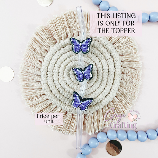 Purple Butterfly Straw Toppers Charms